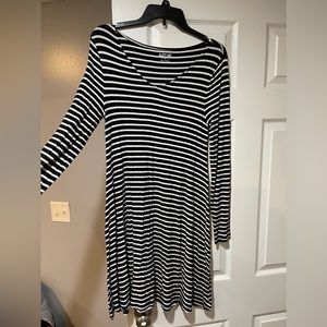 Black and white striped dress
